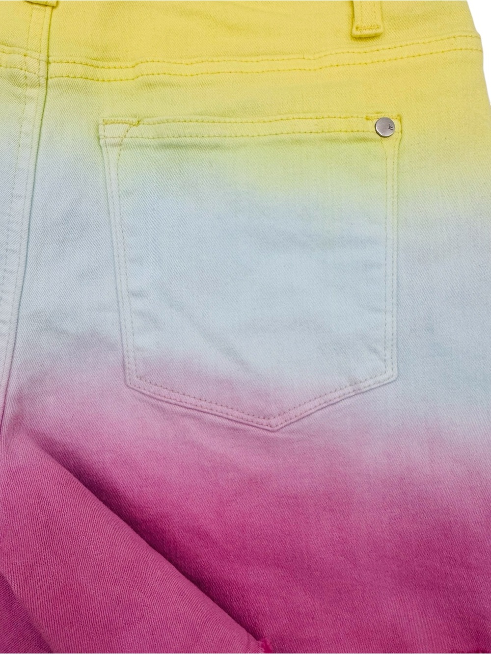 Judy Blue High Rise 11” Pastel Rainbow Dip Dye Shorts Stretch‎ Inseam 4” Size M - Picture 13 of 16